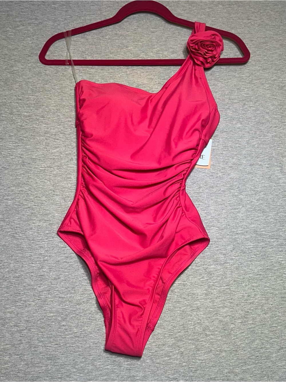 NWT ladies size 4-6 swimsuit Rosette Shoulder - Hot Pink Tummy control